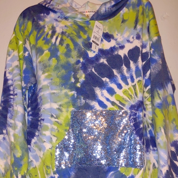 Girls Tye-dye Sequin Hoody NEW WITH TAGS - Picture 1 of 3